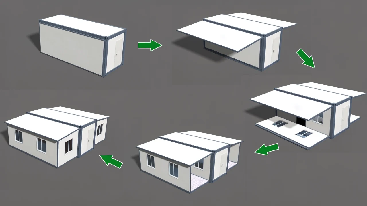 Folded expandable house for transport
