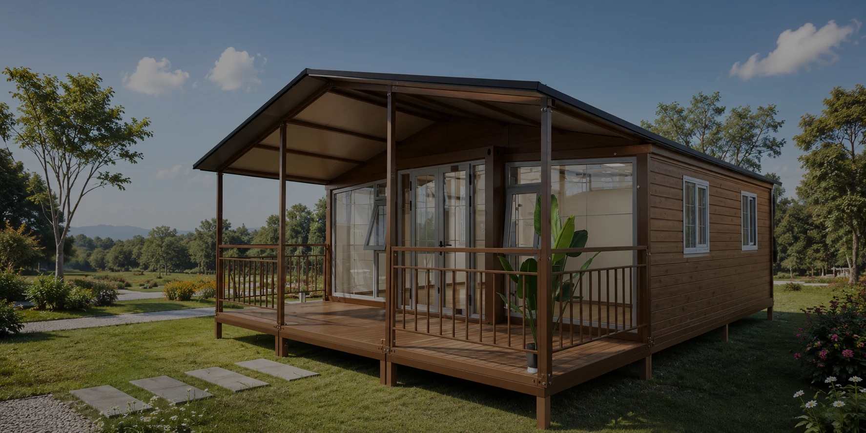 Expandable container house exterior